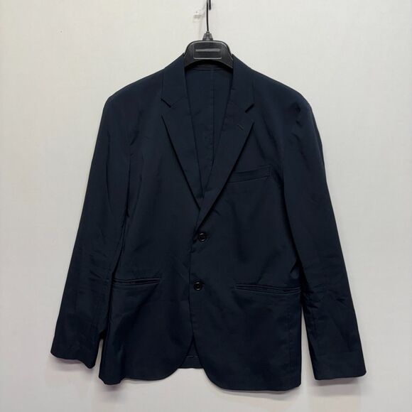 Uniqlo Men Blazer Jacket Size Small Slim Fit Black Polyester D072 -3